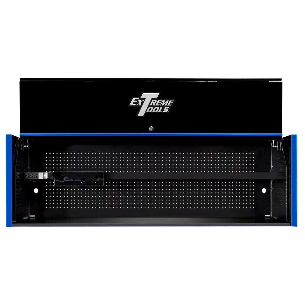 RX Series 72 in. 0-Drawer Triple-Bank Extreme Power Workstation Hutch in Black with Blue Trim by Extreme Tools 5 RX Series 72 in. 0-Drawer Triple-Bank Extreme Power Workstation Hutch in Black with Blue Trim by Extreme Tools - Image 3