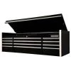 RX Series Professional 72 in. Large 12-Drawer Black Top Tool Chest with Chrome Drawer Pulls by Extreme Tools 2 RX Series Professional 72 in. Large 12-Drawer Black Top Tool Chest with Chrome Drawer Pulls by Extreme Tools -SUNEX TOOLS Sales Store black gloss powder coat finish with chrome anodized drawer pulls extreme tools top tool chests rx722512chbk 64 1000