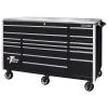 EXQ 72 in. 17-Drawer Black Professional Triple Bank Roller Cabinet 300 lbs. Slides with Chrome Drawer Pulls by Extreme Tools -SUNEX TOOLS Sales Store black gloss powder coat finish with chrome drawer pulls and trim extreme tools tool cabinets ex7217rcqbkcr 64 1000