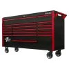DX Series 72 in. 17-Drawer Roller Cabinet Tool Chest with Mag Wheels in Black with Red Drawer Pulls by Extreme Tools -SUNEX TOOLS Sales Store black gloss powder coat finish with red drawer pulls extreme tools tool cabinets dx722117rcbkrd 64 1000