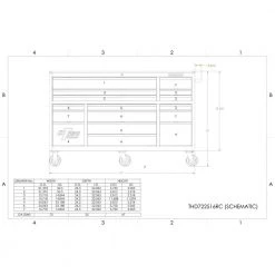 THD Series 72 in. 16-Drawer Roller Cabinet Tool Chest, Black by Extreme Tools -SUNEX TOOLS Sales Store black high gloss powder coat extreme tools tool cabinets thd722516rcbk 76 1000