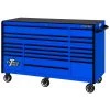 72 in. 19-Drawer Roller Cabinet Tool Chest in Blue with Black Drawer Pulls by Extreme Tools -SUNEX TOOLS Sales Store blue gloss powder coat finish with black anodized drawer pulls extreme tools tool cabinets rx723019rcblbk 250 64 1000