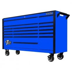 DX Series 72 in. 17-Drawer Roller Cabinet Tool Chest in Blue with Mag Wheels and Black Drawer Pulls by Extreme Tools