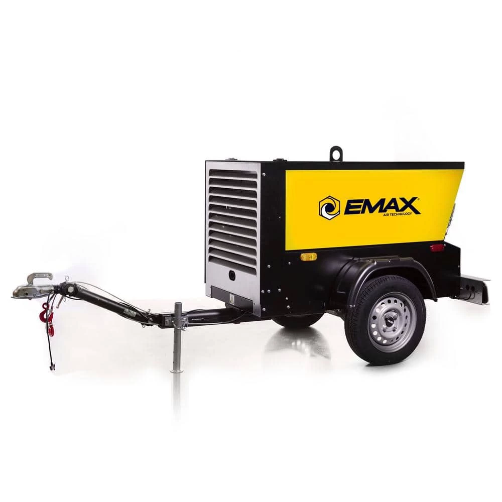 90 CFM 125 PSI Trailer Mounted Diesel Driven Rotary Screw Air Compressor with 24 HP Kubota Diesel Engine by EMAX 3 90 CFM 125 PSI Trailer Mounted Diesel Driven Rotary Screw Air Compressor with 24 HP Kubota Diesel Engine by EMAX