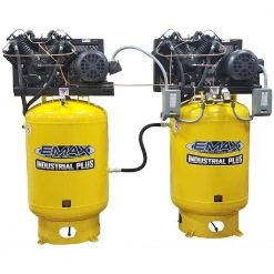 80 Gal. 20 HP 1ph Vertical Solo Mounted Alternating Silent Air Compressors with Pressure Lube Pump by EMAX