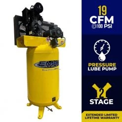 Industrial Series 80 Gal. 5 HP 1-Phase Electric Air Compressor with pressure lubricated pump by EMAX