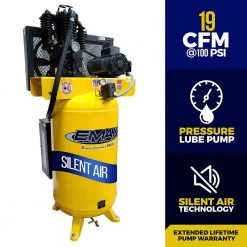 Industrial Series 80 Gal. 5 HP 1-Phase Silent Air Electric Air Compressor with Pressure Lubricated Pump by EMAX