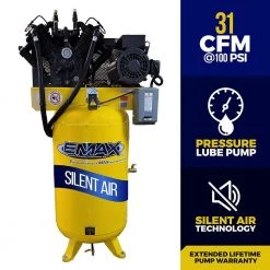 Industrial Series 80 Gal. 7.5 HP 1-Phase Silent Air Electric Air Compressor with Pressure Lubricated Pump by EMAX