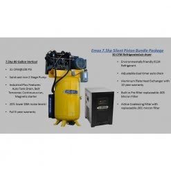 Industrial Plus 80 Gal. 7.5 HP 1-Phase 2-Stage Silent Air Electric Pressure Lube Air Compressor with 30 CFM Dryer Bundle by EMAX -SUNEX TOOLS Sales Store emax stationary air compressors hsp07v080v1pk 77 1000