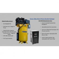 Industrial Plus 80 Gal. 10 HP 1-Phase 2-Stage Silent Air Electric Pressure Lube Air Compressor with 58 CFM Dryer Bundle by EMAX -SUNEX TOOLS Sales Store emax stationary air compressors hsp10v080v1pk 40 1000
