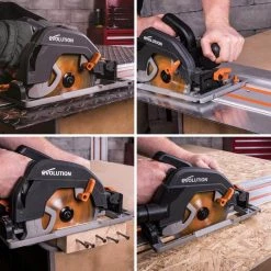 15 Amp 7-1/4 in. Circular Track Saw Kit with 40 in. Track, Electric Brake and Multi-Material Blade by Evolution Power Tools -SUNEX TOOLS Sales Store evolution power tools circular saws r185ccsx a0 1000
