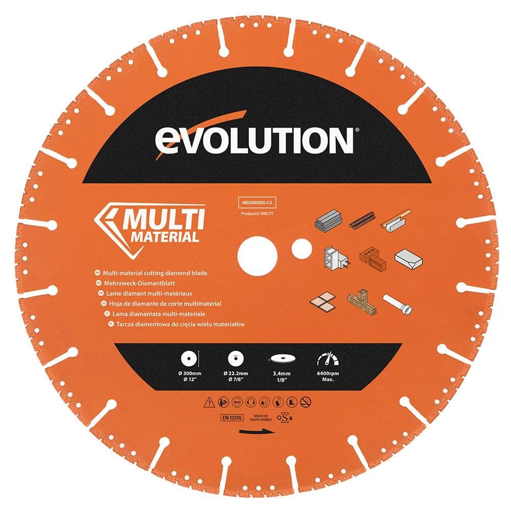 12 in. Segmented Edge, 1 in. Arbor, Multi-Purpose, Metal Cutting Diamond Blade by Evolution Power Tools 3 12 in. Segmented Edge, 1 in. Arbor, Multi-Purpose, Metal Cutting Diamond Blade by Evolution Power Tools
