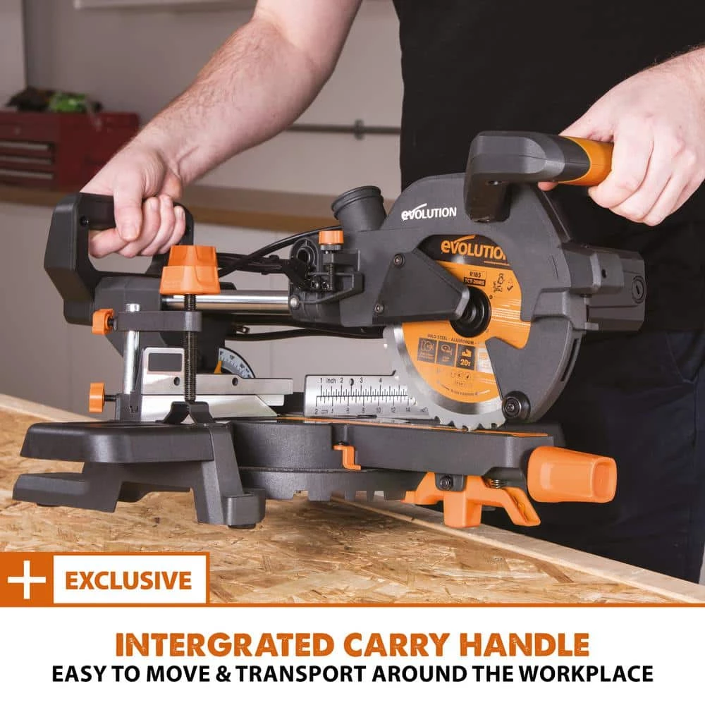 10 Amp 7-1/4 in. Sliding Compound Miter Saw with, Laser Guide, Dust Bag, 10 ft. Power Cord and Multi-Material 20-T Blade by Evolution Power Tools 16 10 Amp 7-1/4 in. Sliding Compound Miter Saw with, Laser Guide, Dust Bag, 10 ft. Power Cord and Multi-Material 20-T Blade by Evolution Power Tools - Image 14