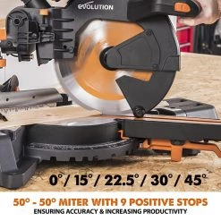 15 Amp 10 in. Dual Bevel Sliding Miter Saw with Laser Guide, Dust Bag, 13 ft. Power Cord, and 28-T Multi-Material Blade by Evolution Power Tools 26 15 Amp 10 in. Dual Bevel Sliding Miter Saw with Laser Guide, Dust Bag, 13 ft. Power Cord, and 28-T Multi-Material Blade by Evolution Power Tools -SUNEX TOOLS Sales Store evolution power tools miter saws r255smsdb 1f 1000