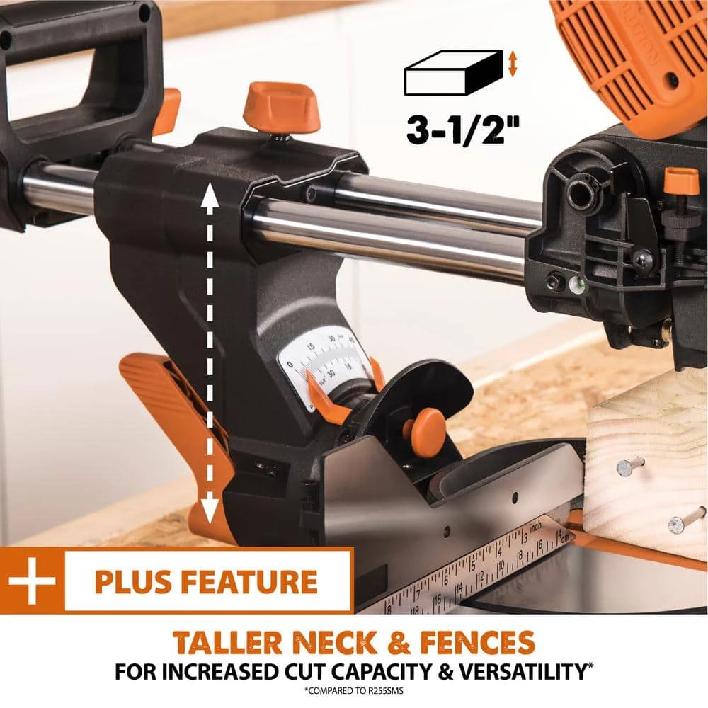 15 Amp 10 in. Dual Bevel Sliding Miter Saw with Laser Guide, Dust Bag, 13 ft. Power Cord, and 28-T Multi-Material Blade by Evolution Power Tools 16 15 Amp 10 in. Dual Bevel Sliding Miter Saw with Laser Guide, Dust Bag, 13 ft. Power Cord, and 28-T Multi-Material Blade by Evolution Power Tools - Image 14