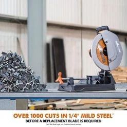 15 Amp 14 in. Chop Saw with V-Block and Multi-Material 32-T Blade by Evolution Power Tools -SUNEX TOOLS Sales Store evolution power tools panel saws r355cps 1f 1000