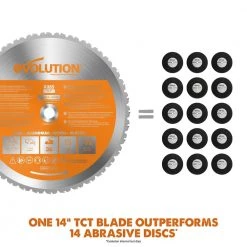 15 Amp 14 in. Chop Saw with V-Block and Multi-Material 32-T Blade by Evolution Power Tools -SUNEX TOOLS Sales Store evolution power tools panel saws r355cps 44 1000