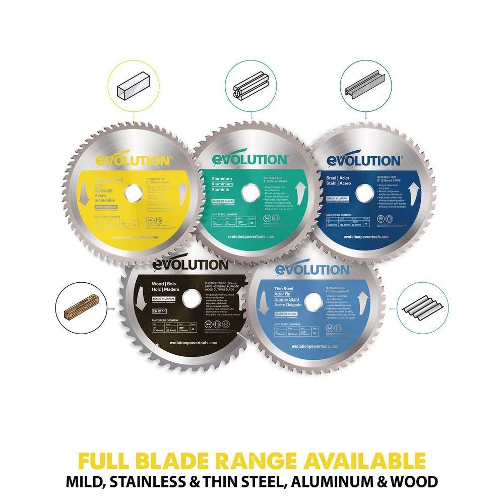 9 in. 60-Teeth Stainless-Steel Cutting Saw Blade by Evolution Power Tools 6 9 in. 60-Teeth Stainless-Steel Cutting Saw Blade by Evolution Power Tools - Image 4