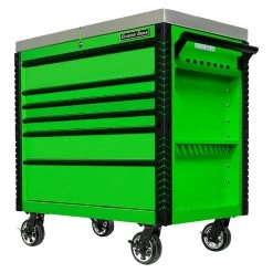 EX Professional 41 in. 6-Drawer Tool Utility Cart with Stainless Steel Slider Top and Bumpers in Lime Green by Extreme Tools