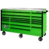 EXQ 72 in. 17-Drawer Green Professional Triple Bank Roller Cabinet 300 lbs. Slides with Black Drawer Pulls by Extreme Tools -SUNEX TOOLS Sales Store green gloss powder coat with black drawer pulls and trim extreme tools tool cabinets ex7217rcqgnbk 64 1000
