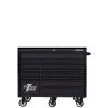RX 55 in. 12-Drawer Roller Cabinet Tool Chest in Matte Black with Gloss Black Handles and Trim by Extreme Tools -SUNEX TOOLS Sales Store matte black powder coat finish with anodized gloss black drawer pulls extreme tools tool cabinets rx552512rcmbbkx 64 1000