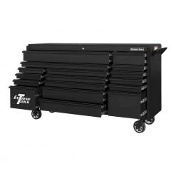 DX 72 in. 17-Drawer Roller Cabinet Tool Chest in Matte Black with Black Trim by Extreme Tools -SUNEX TOOLS Sales Store matte black powder coat finish with black powder coated drawer pulls extreme tools tool cabinets dx722117rcmbbk c3 1000