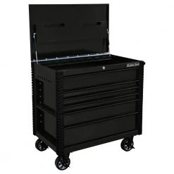 EX Series 41 in. 6 Drawer Tool Cart with Bumpers Matte Black with Black Drawer Pulls by Extreme Tools