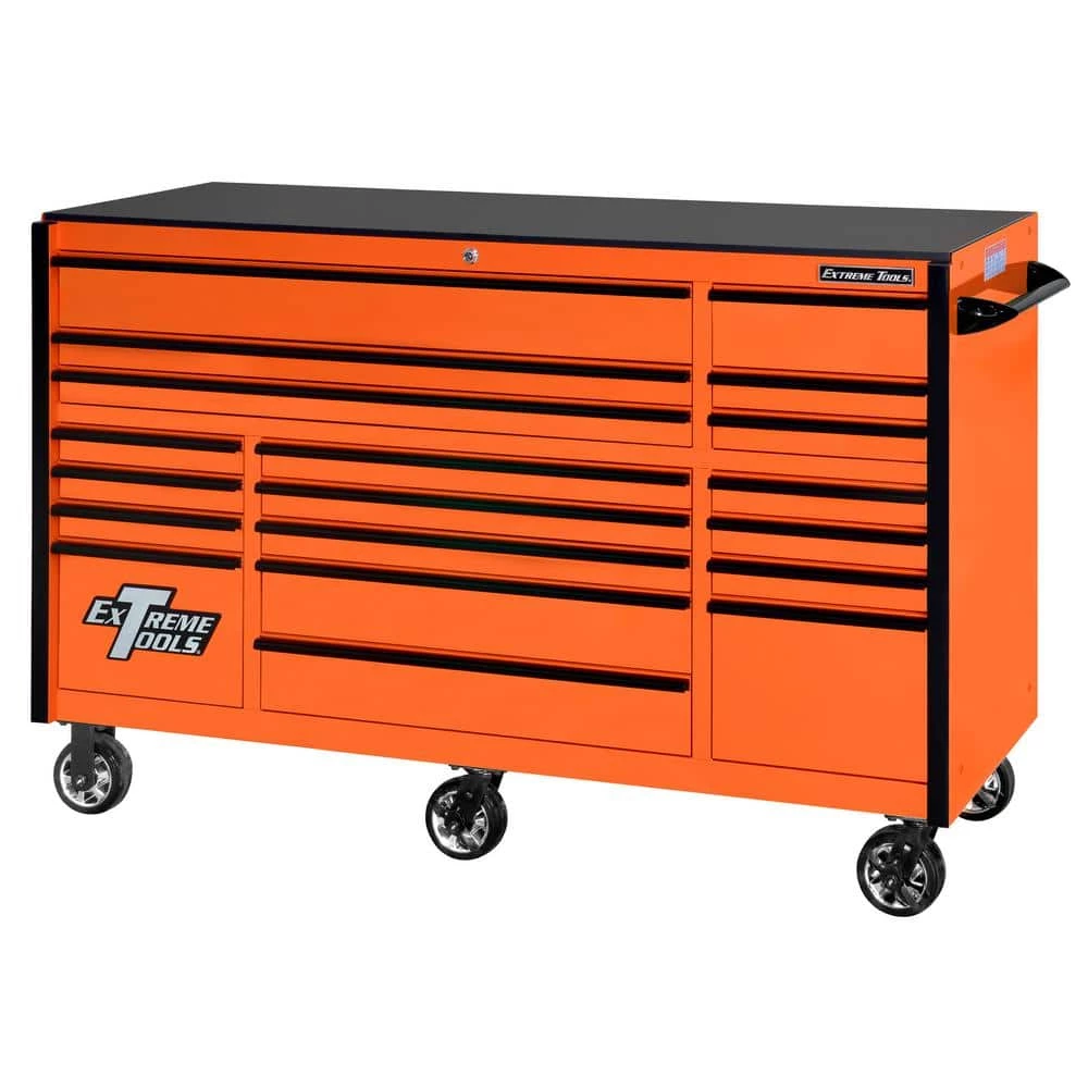 RX 72 in. 19-Drawer Roller Cabinet Tool Chest in Orange with Black Handles and Trim by Extreme Tools 3 RX 72 in. 19-Drawer Roller Cabinet Tool Chest in Orange with Black Handles and Trim by Extreme Tools
