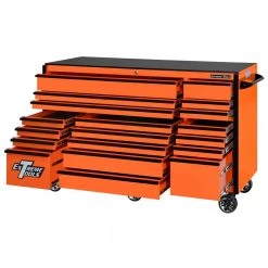RX 72 in. 19-Drawer Roller Cabinet Tool Chest in Orange with Black Handles and Trim by Extreme Tools 7 RX 72 in. 19-Drawer Roller Cabinet Tool Chest in Orange with Black Handles and Trim by Extreme Tools -SUNEX TOOLS Sales Store orange gloss powder coat finish with black anodized drawer pulls extreme tools tool cabinets rx722519rcorbk x c3 1000