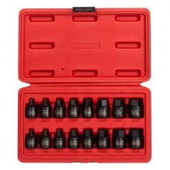 3/8 in. Drive Stubby Impact Hex Driver SAE and Metric Set (16-Piece) by SUNEX TOOLS